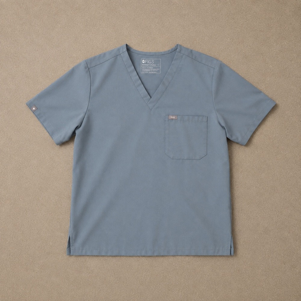 FIGS Catarina One-Pocket Scrub Top Slate Blue V-Neck Medical Uniform Large